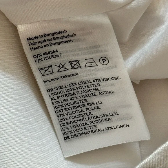 H&M Ivory Linen Blend Oversized Slouchy Neutral Casual Blazer Women’s Size XL - Picture 9 of 9